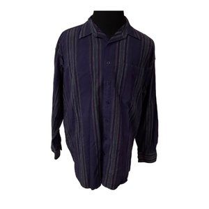 Loafers Reed St James Mens XL Purple Striped Long Sleeve Button Up Shirt